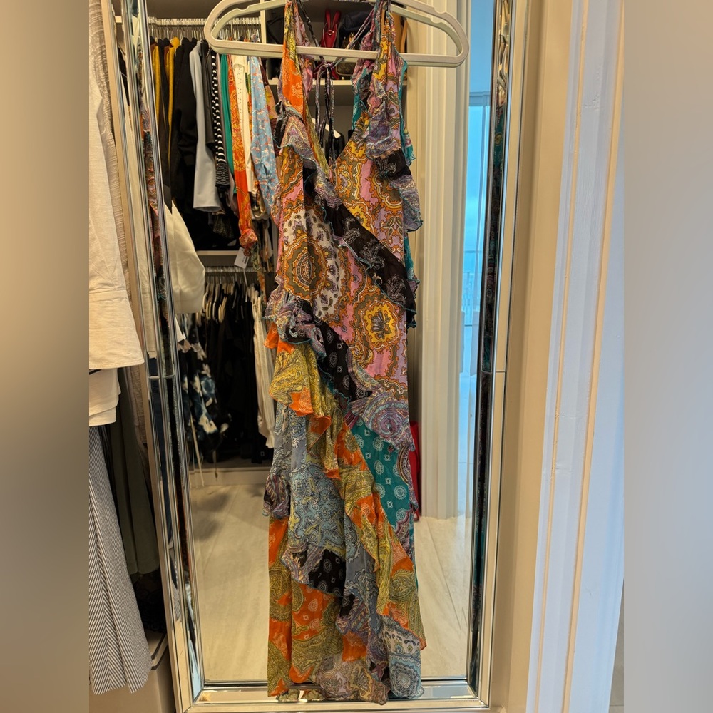 Zara NWT floral ruffles and patches maxi dress
